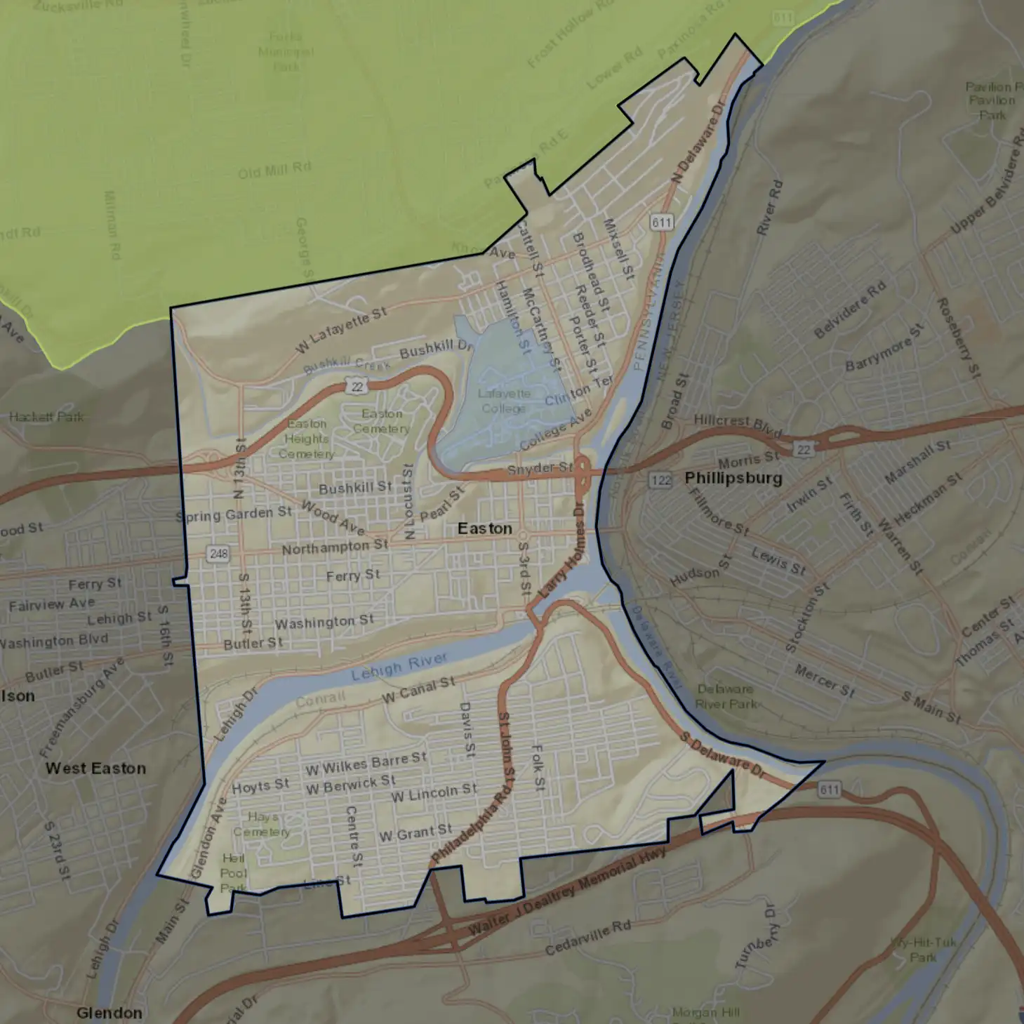 Map of Institutional 1 Zoning District Easton