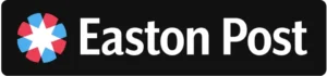 Easton Post logo with white letters on a black background with a red, blue, and white star in a circle pattern