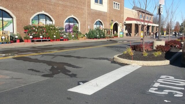 Exterior view of Wegmans grocery store with parking lot and clear blue sky in the background.