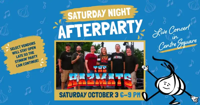 Easton Post's Saturday Night Afterparty with The Hazmats featuring a live concert at Easton Square on October 3 from 6 to 9 PM.
