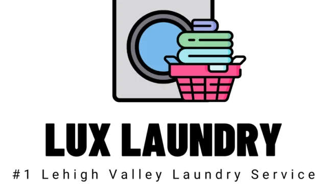 Colorful illustration of a washing machine with laundry baskets and folded clothes, representing laundry services or home washing appliances.